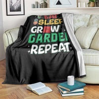 Eat Sleep Grow a Garden Repeat Throw Blanket Funny Gamer-Inspired Gardening Gift for Plant Lovers - Wonder Print Shop