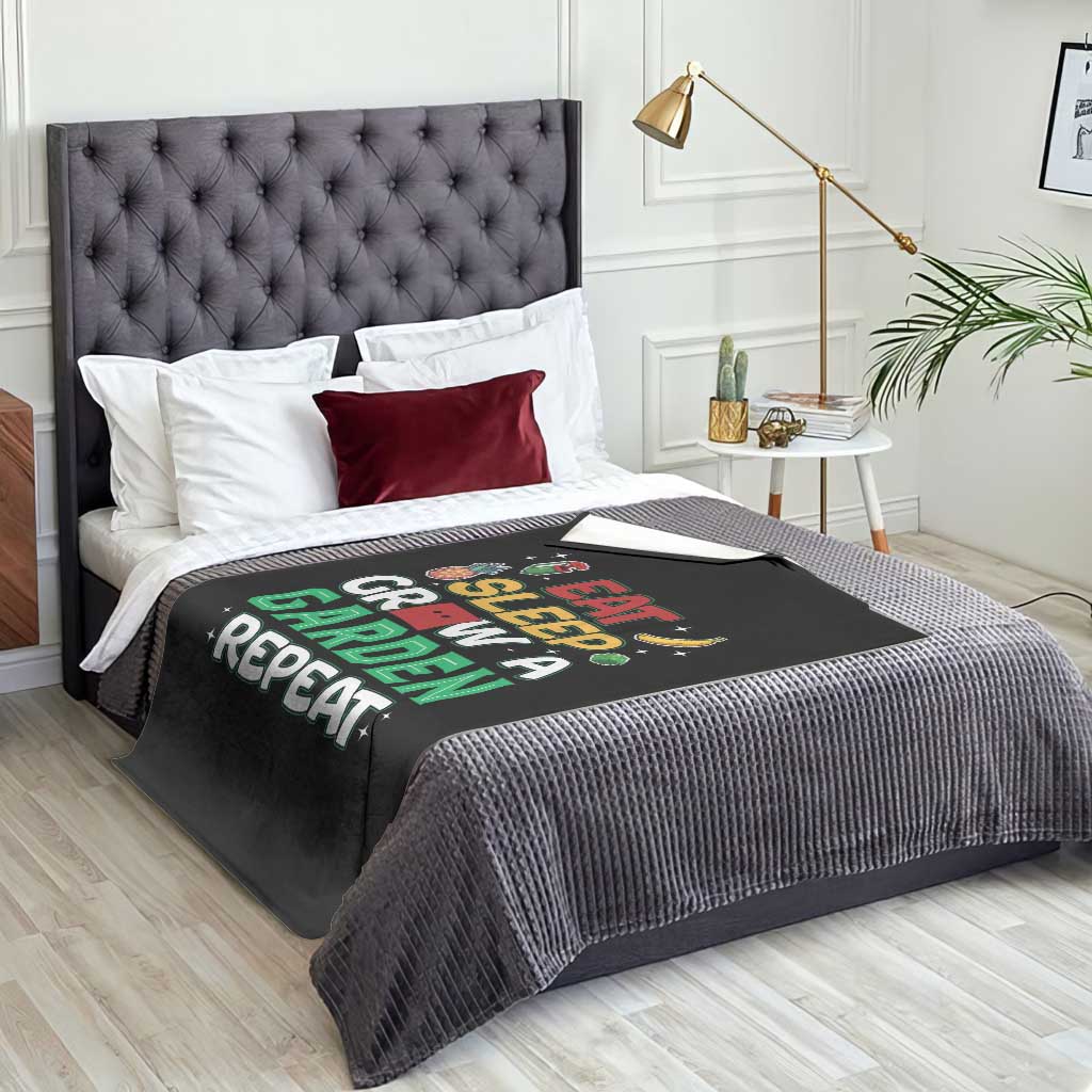 Eat Sleep Grow a Garden Repeat Throw Blanket Funny Gamer-Inspired Gardening Gift for Plant Lovers - Wonder Print Shop