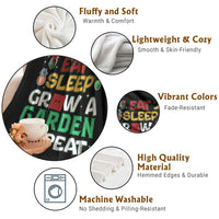 Eat Sleep Grow a Garden Repeat Throw Blanket Funny Gamer-Inspired Gardening Gift for Plant Lovers - Wonder Print Shop