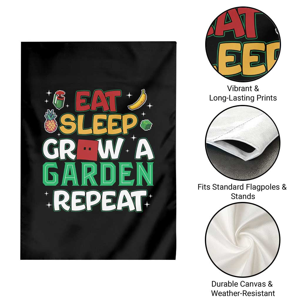 Eat Sleep Grow a Garden Repeat Garden Flag Funny Gamer-Inspired Gardening Gift for Plant Lovers - Wonder Print Shop
