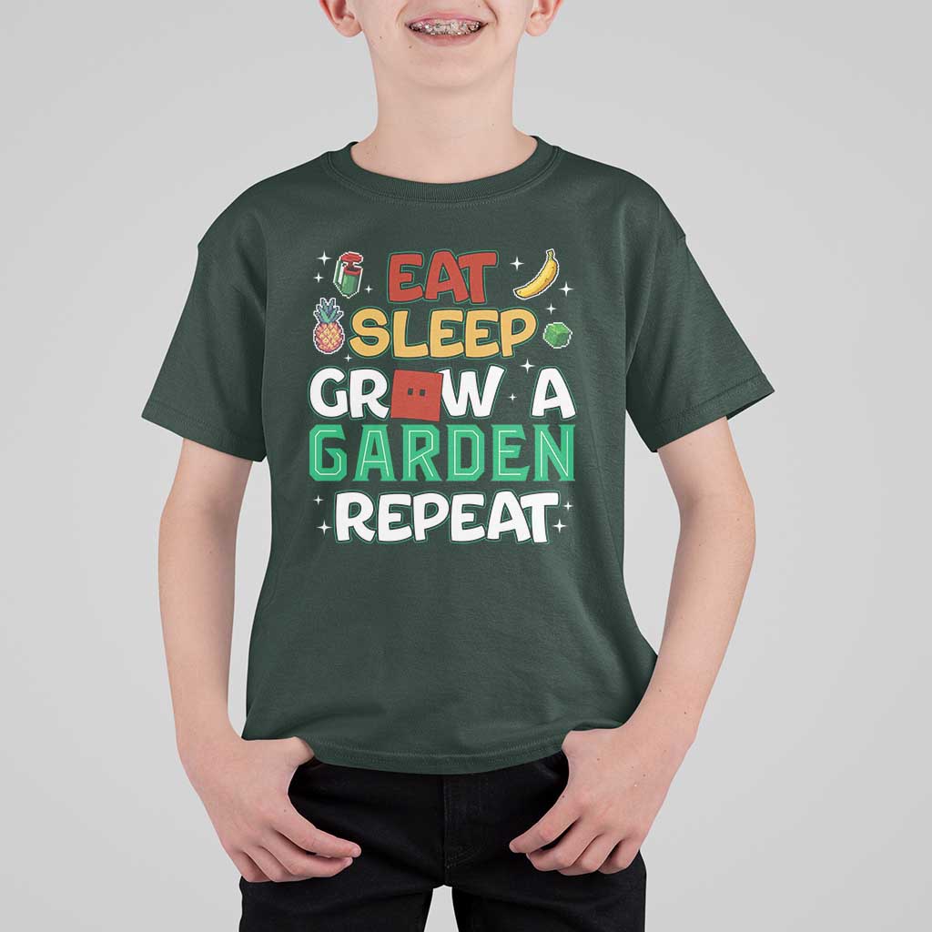 Eat Sleep Grow a Garden Repeat T Shirt For Kid Funny Gamer-Inspired Gardening Gift for Plant Lovers - Wonder Print Shop