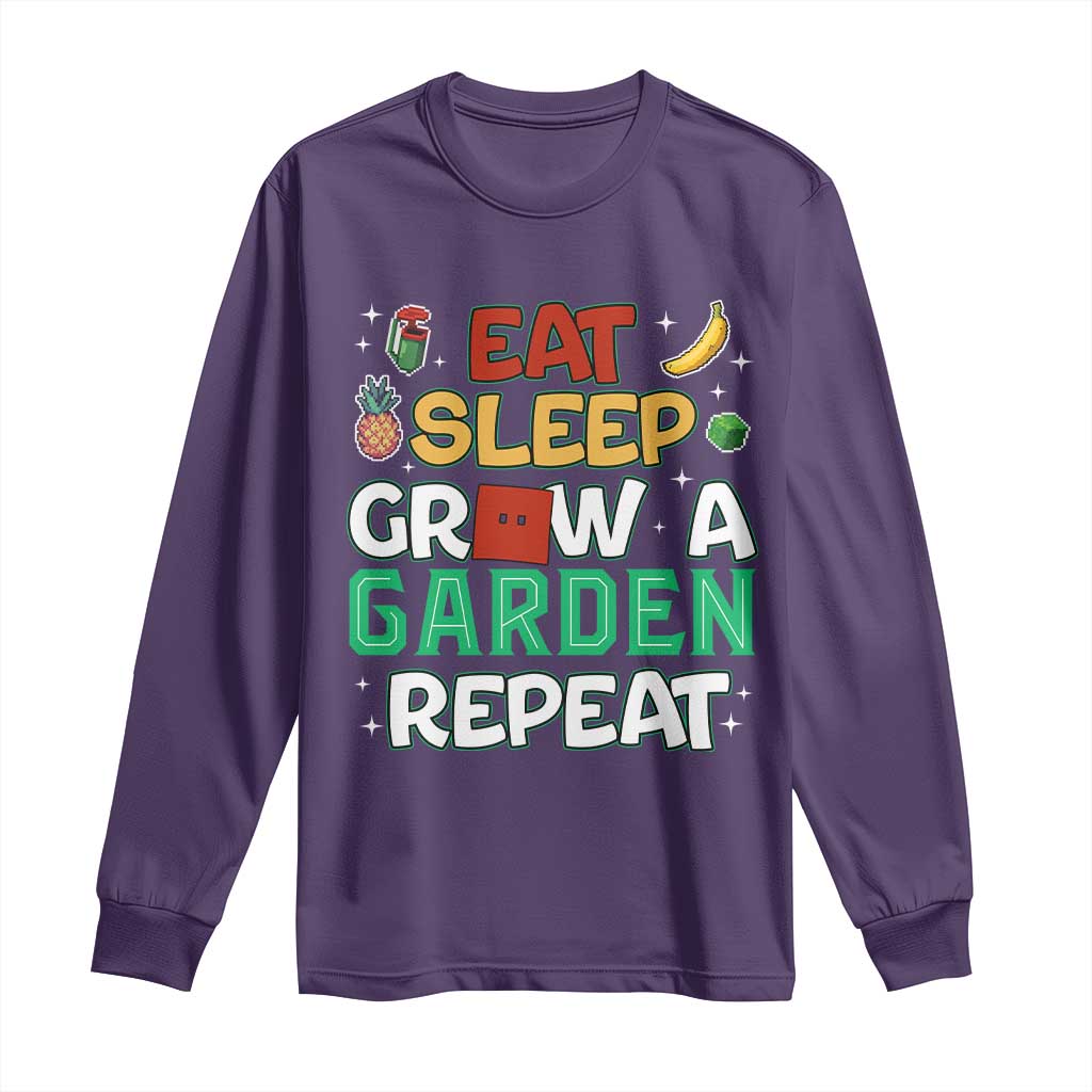 Eat Sleep Grow a Garden Repeat Long Sleeve Shirt Funny Gamer-Inspired Gardening Gift for Plant Lovers - Wonder Print Shop