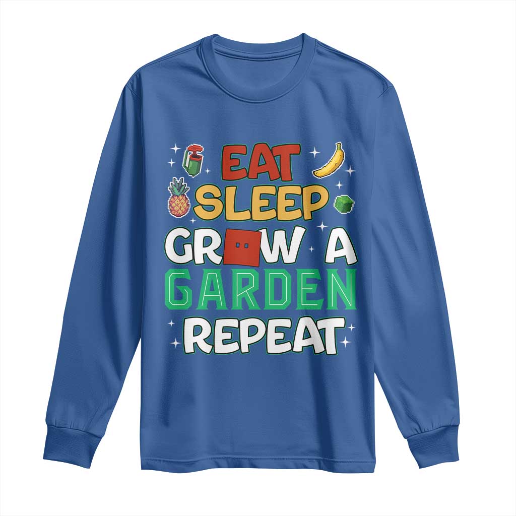 Eat Sleep Grow a Garden Repeat Long Sleeve Shirt Funny Gamer-Inspired Gardening Gift for Plant Lovers - Wonder Print Shop