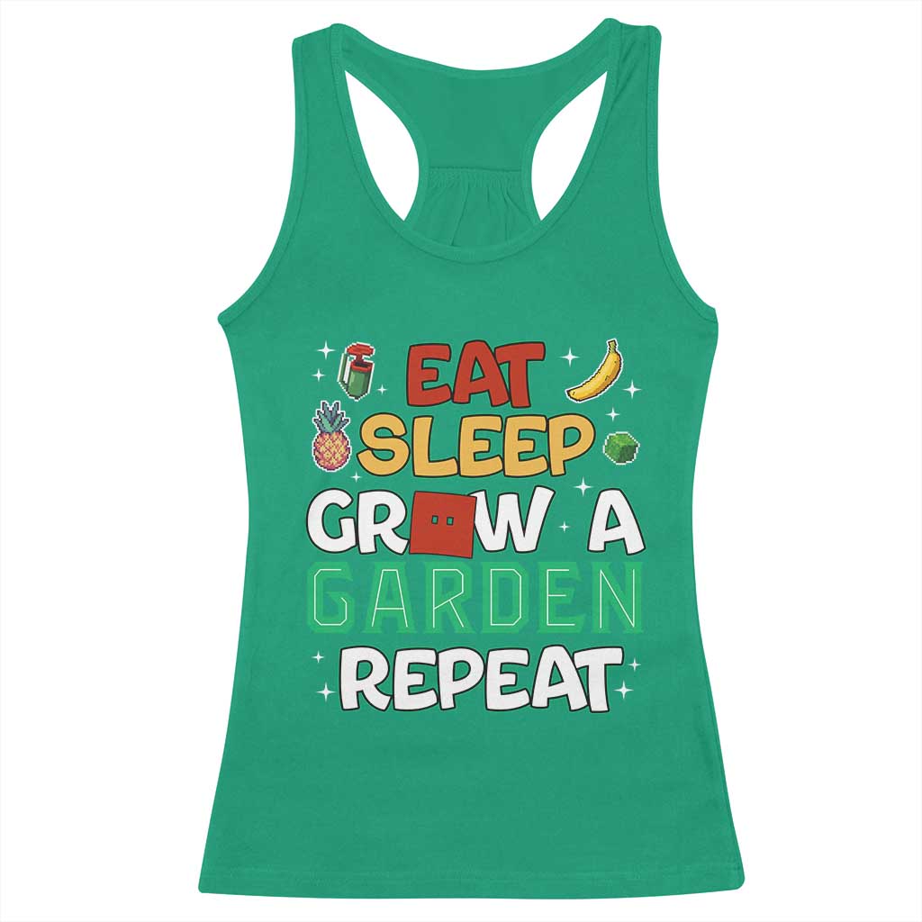 Eat Sleep Grow a Garden Repeat Racerback Tank Top Funny Gamer-Inspired Gardening Gift for Plant Lovers - Wonder Print Shop