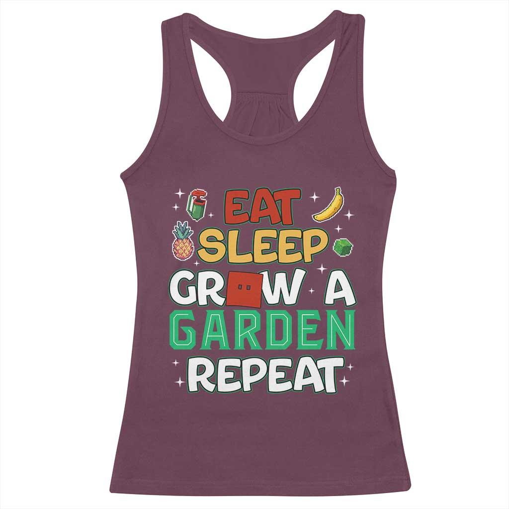 Eat Sleep Grow a Garden Repeat Racerback Tank Top Funny Gamer-Inspired Gardening Gift for Plant Lovers - Wonder Print Shop