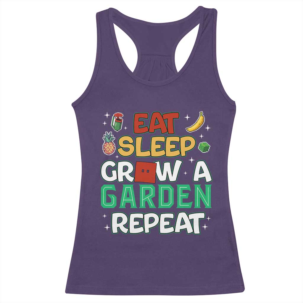 Eat Sleep Grow a Garden Repeat Racerback Tank Top Funny Gamer-Inspired Gardening Gift for Plant Lovers - Wonder Print Shop