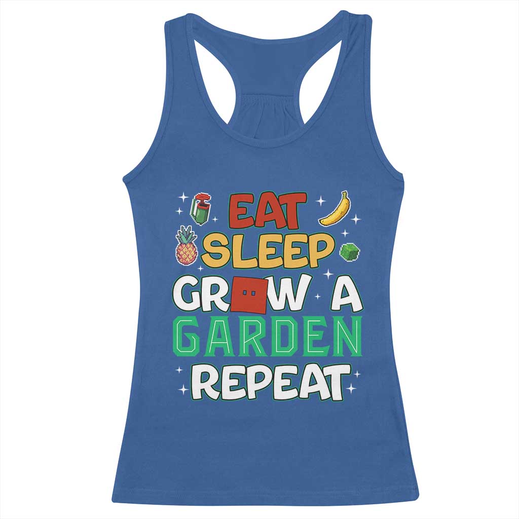 Eat Sleep Grow a Garden Repeat Racerback Tank Top Funny Gamer-Inspired Gardening Gift for Plant Lovers - Wonder Print Shop