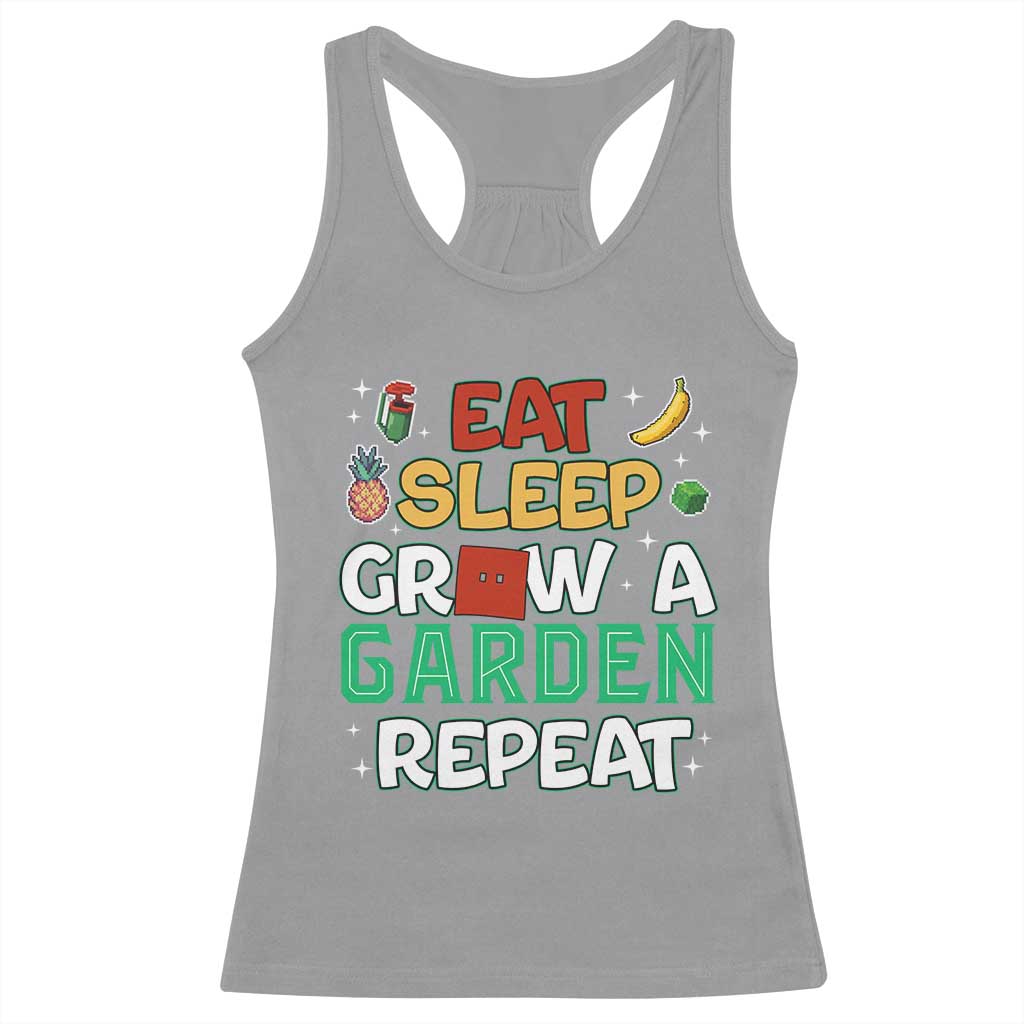 Eat Sleep Grow a Garden Repeat Racerback Tank Top Funny Gamer-Inspired Gardening Gift for Plant Lovers - Wonder Print Shop