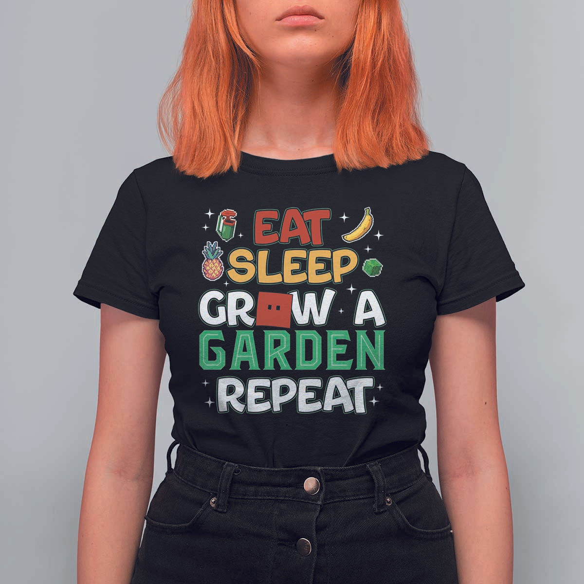 Eat Sleep Grow a Garden Repeat T Shirt For Women Funny Gamer-Inspired Gardening Gift for Plant Lovers - Wonder Print Shop