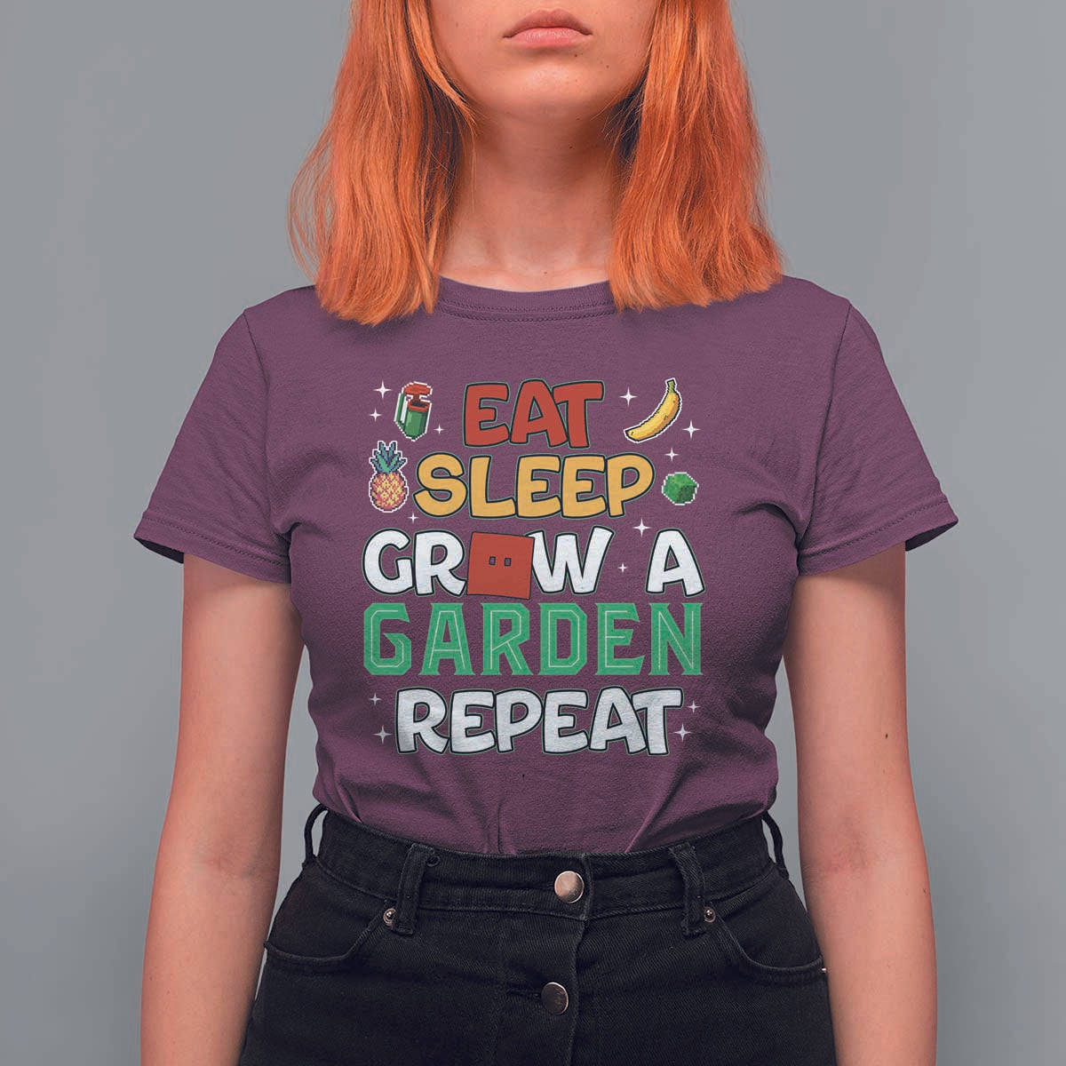 Eat Sleep Grow a Garden Repeat T Shirt For Women Funny Gamer-Inspired Gardening Gift for Plant Lovers - Wonder Print Shop