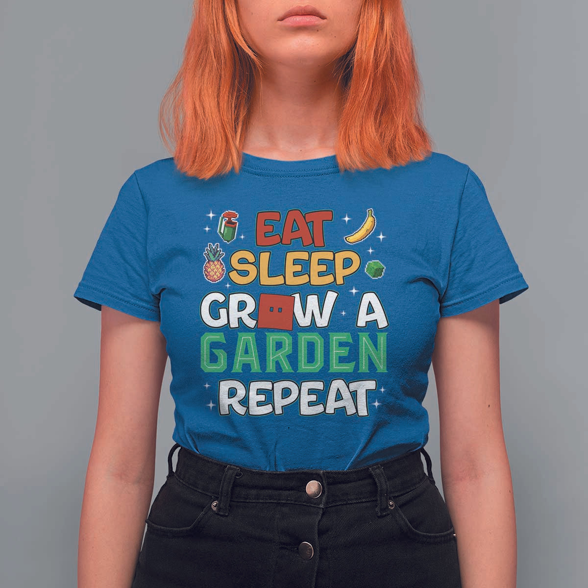 Eat Sleep Grow a Garden Repeat T Shirt For Women Funny Gamer-Inspired Gardening Gift for Plant Lovers - Wonder Print Shop