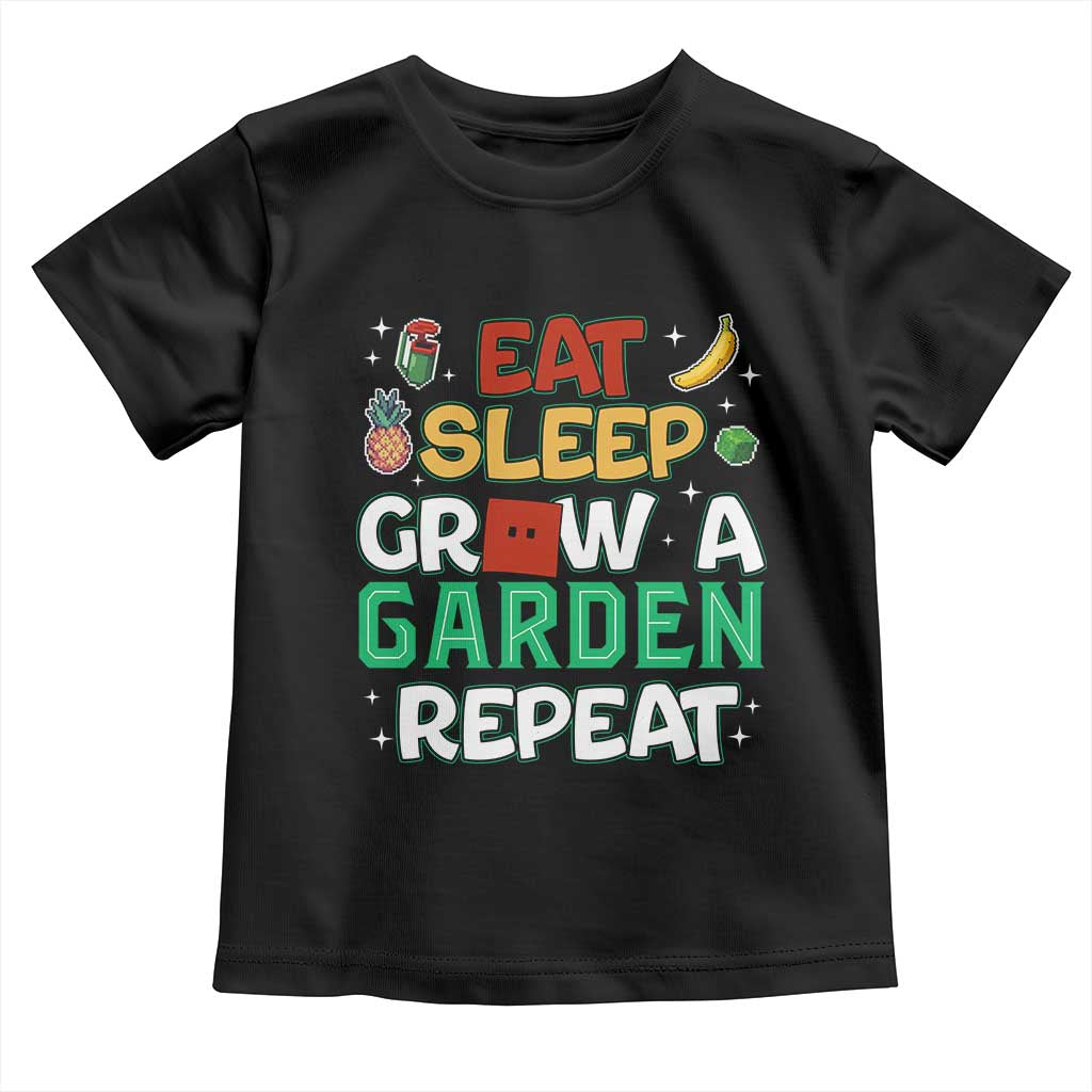 Eat Sleep Grow a Garden Repeat Toddler T Shirt Funny Gamer-Inspired Gardening Gift for Plant Lovers - Wonder Print Shop