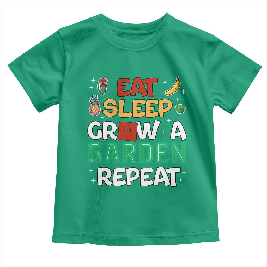 Eat Sleep Grow a Garden Repeat Toddler T Shirt Funny Gamer-Inspired Gardening Gift for Plant Lovers - Wonder Print Shop