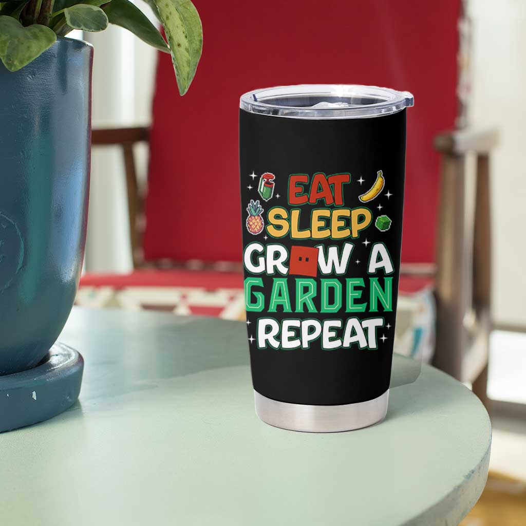 Eat Sleep Grow a Garden Repeat Tumbler Cup Funny Gamer-Inspired Gardening Gift for Plant Lovers - Wonder Print Shop