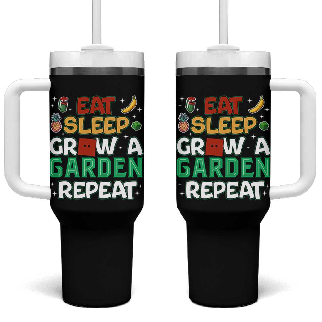 Eat Sleep Grow a Garden Repeat Tumbler With Handle Funny Gamer-Inspired Gardening Gift for Plant Lovers - Wonder Print Shop