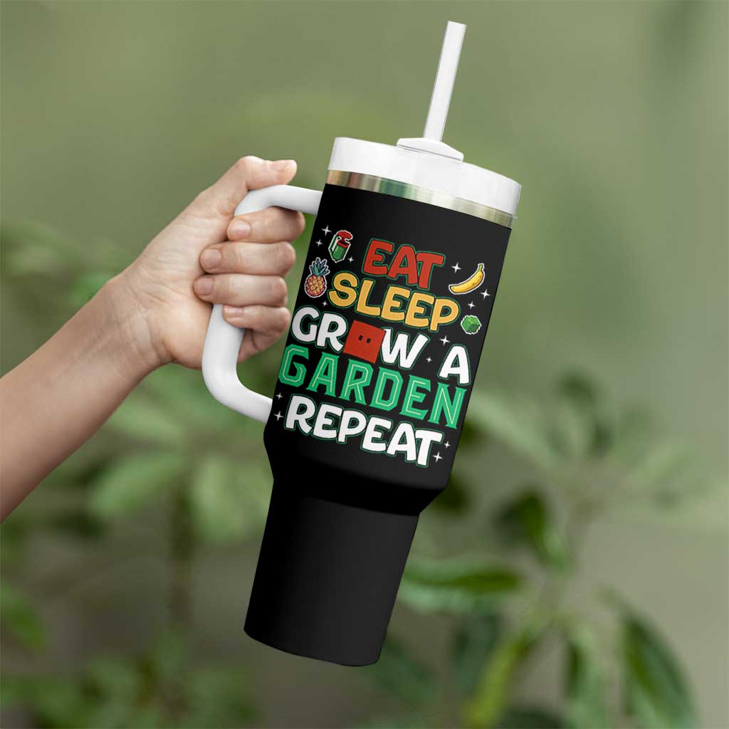 Eat Sleep Grow a Garden Repeat Tumbler With Handle Funny Gamer-Inspired Gardening Gift for Plant Lovers - Wonder Print Shop