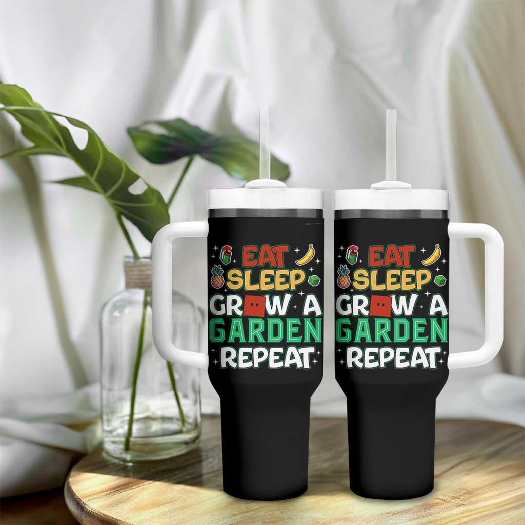 Eat Sleep Grow a Garden Repeat Tumbler With Handle Funny Gamer-Inspired Gardening Gift for Plant Lovers - Wonder Print Shop