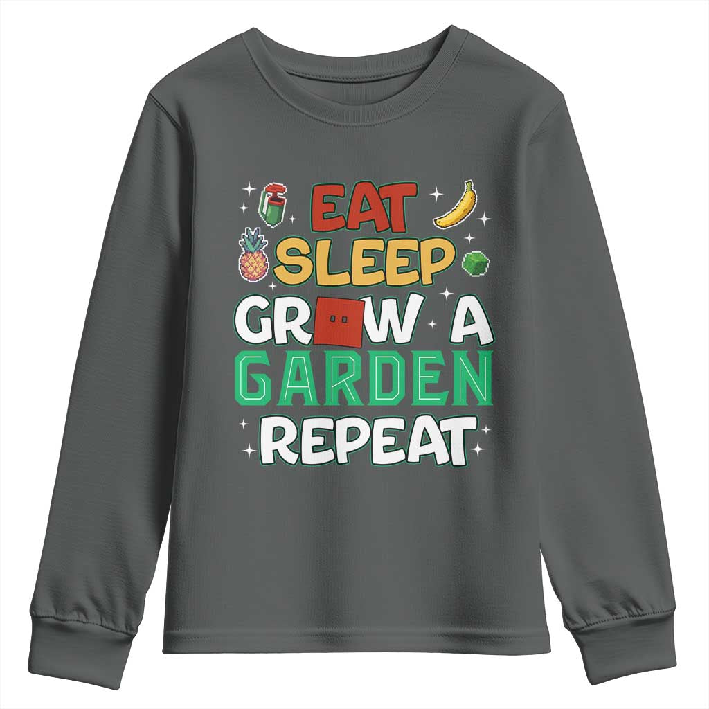 Eat Sleep Grow a Garden Repeat Youth Sweatshirt Funny Gamer-Inspired Gardening Gift for Plant Lovers - Wonder Print Shop