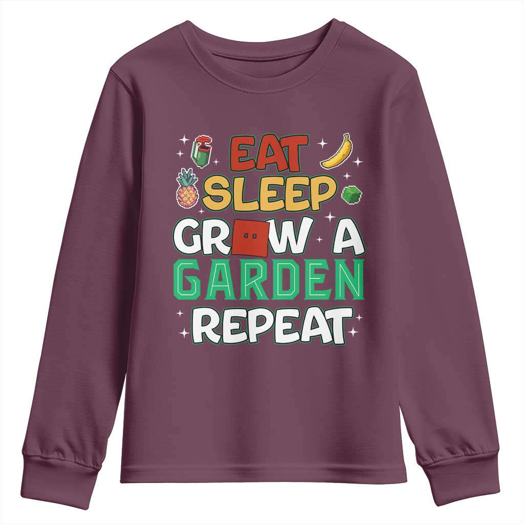 Eat Sleep Grow a Garden Repeat Youth Sweatshirt Funny Gamer-Inspired Gardening Gift for Plant Lovers - Wonder Print Shop