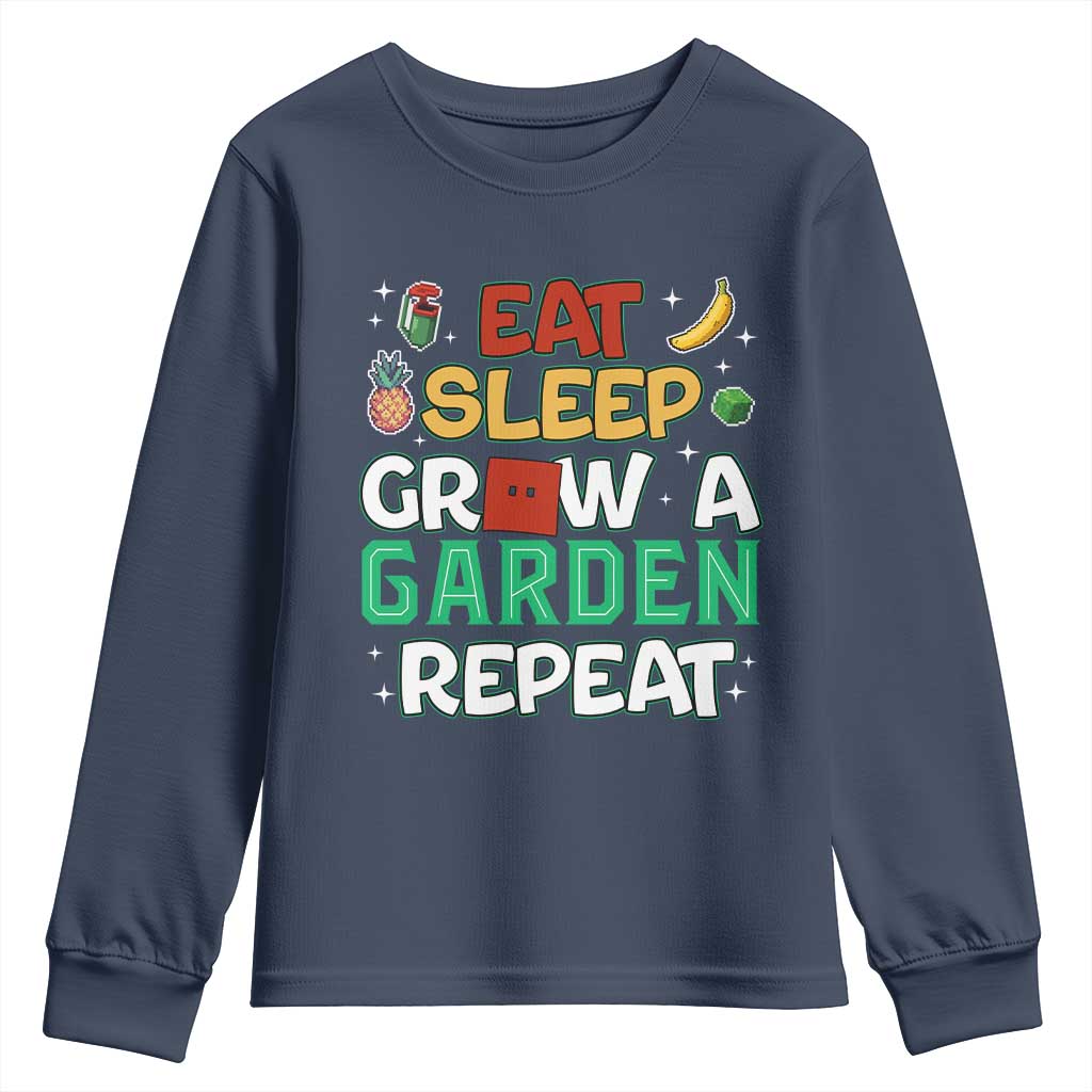 Eat Sleep Grow a Garden Repeat Youth Sweatshirt Funny Gamer-Inspired Gardening Gift for Plant Lovers - Wonder Print Shop