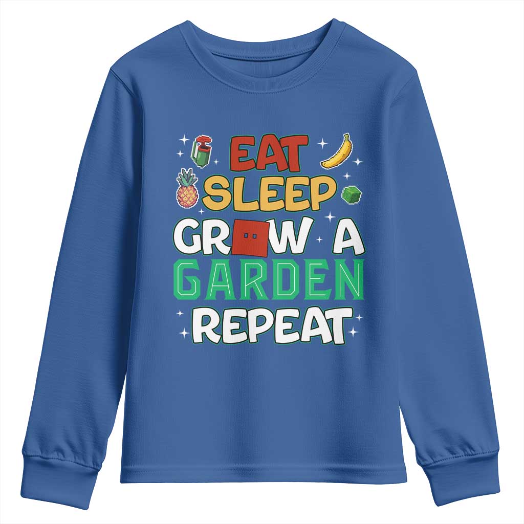 Eat Sleep Grow a Garden Repeat Youth Sweatshirt Funny Gamer-Inspired Gardening Gift for Plant Lovers - Wonder Print Shop
