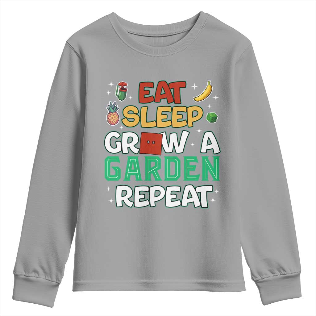 Eat Sleep Grow a Garden Repeat Youth Sweatshirt Funny Gamer-Inspired Gardening Gift for Plant Lovers - Wonder Print Shop