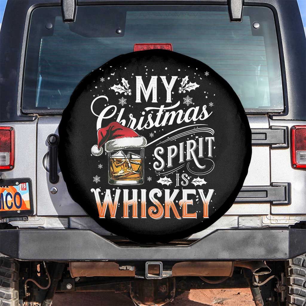 Funny My Christmas Spirit Is Whiskey Spare Tire Cover Holiday Drinking Festive Spirit
