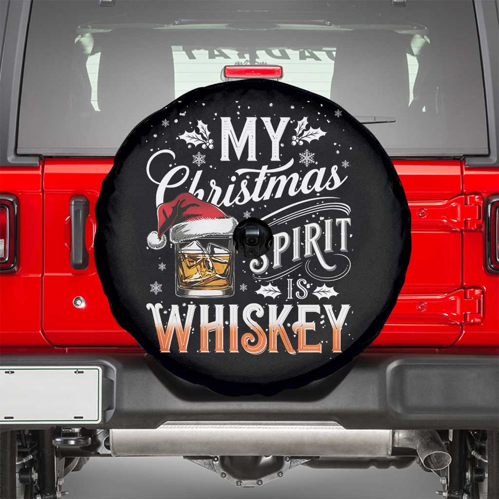 Funny My Christmas Spirit Is Whiskey Spare Tire Cover Holiday Drinking Festive Spirit