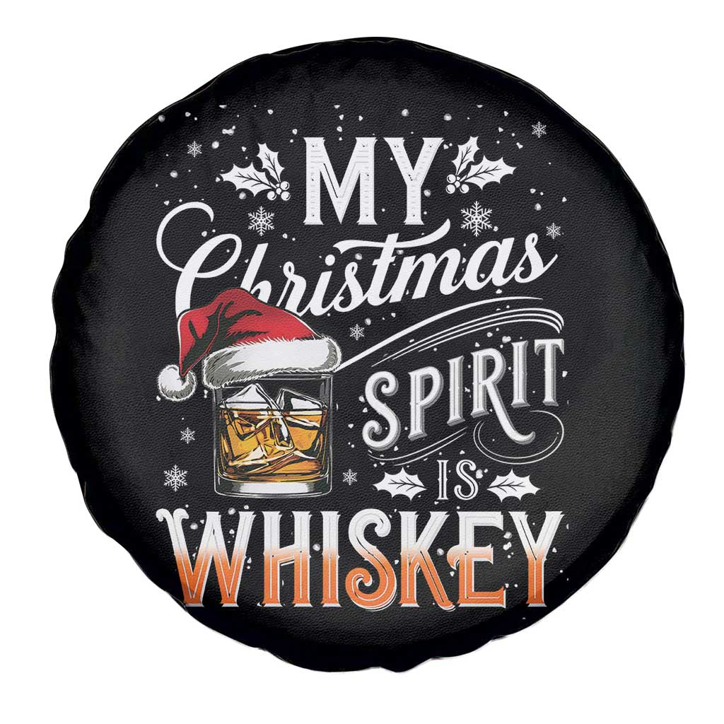 Funny My Christmas Spirit Is Whiskey Spare Tire Cover Holiday Drinking Festive Spirit