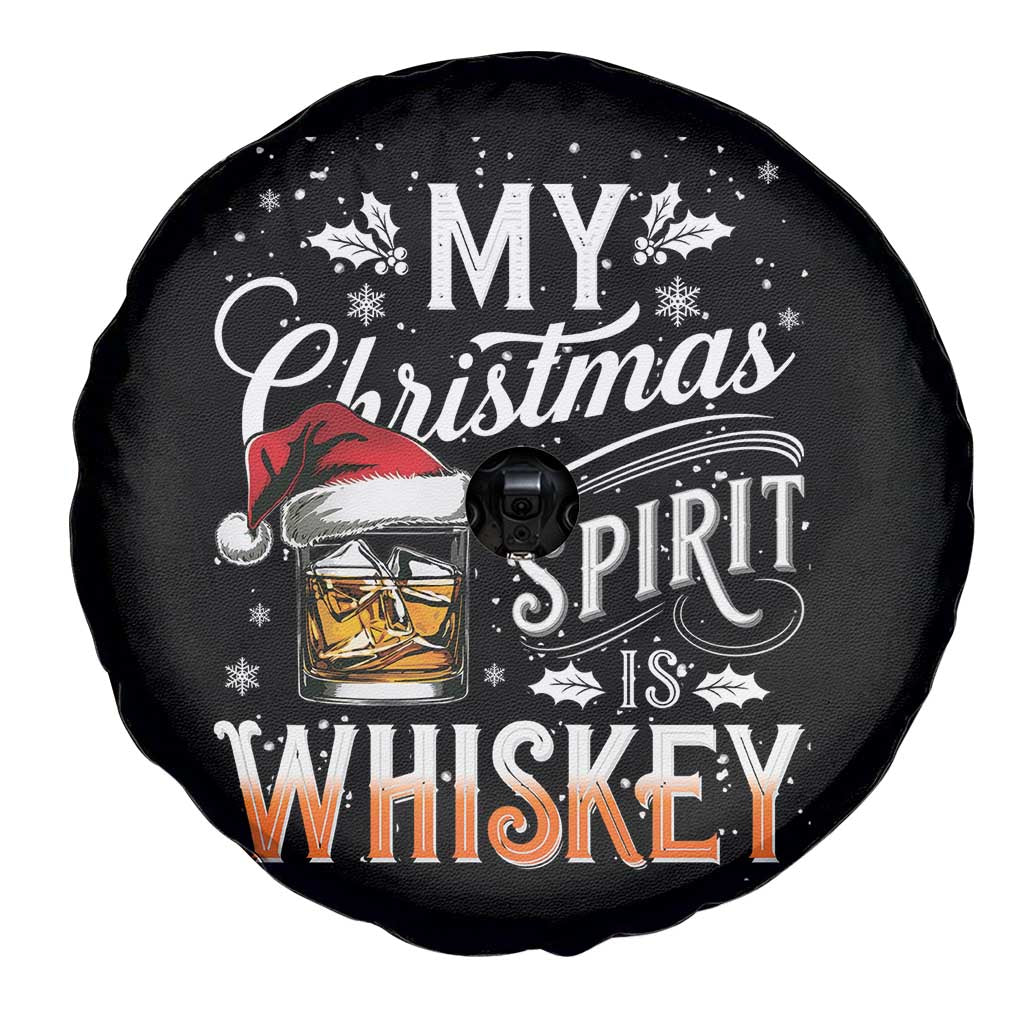 Funny My Christmas Spirit Is Whiskey Spare Tire Cover Holiday Drinking Festive Spirit