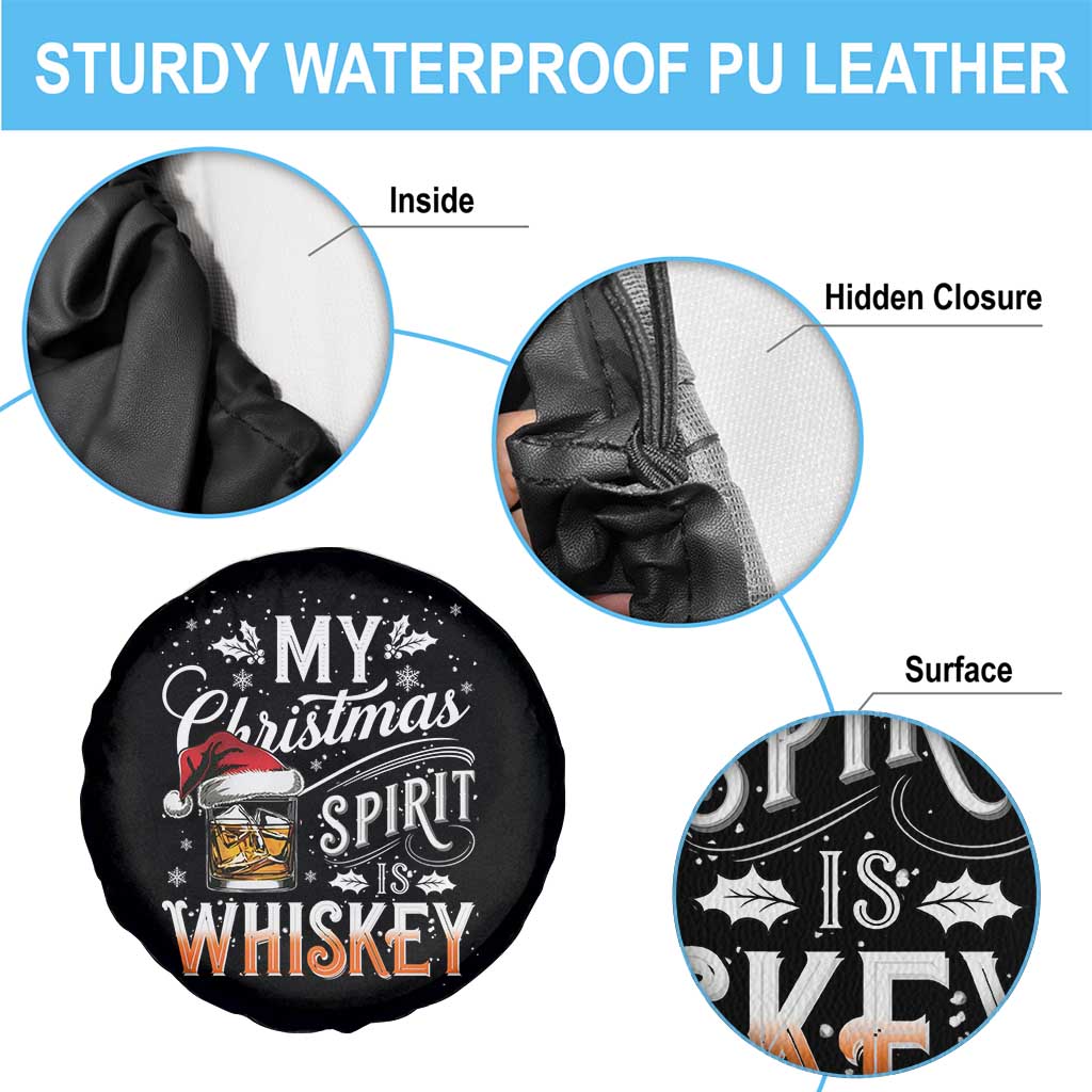 Funny My Christmas Spirit Is Whiskey Spare Tire Cover Holiday Drinking Festive Spirit