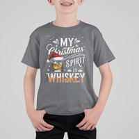 Funny My Christmas Spirit Is Whiskey T Shirt For Kid Holiday Drinking Festive Spirit