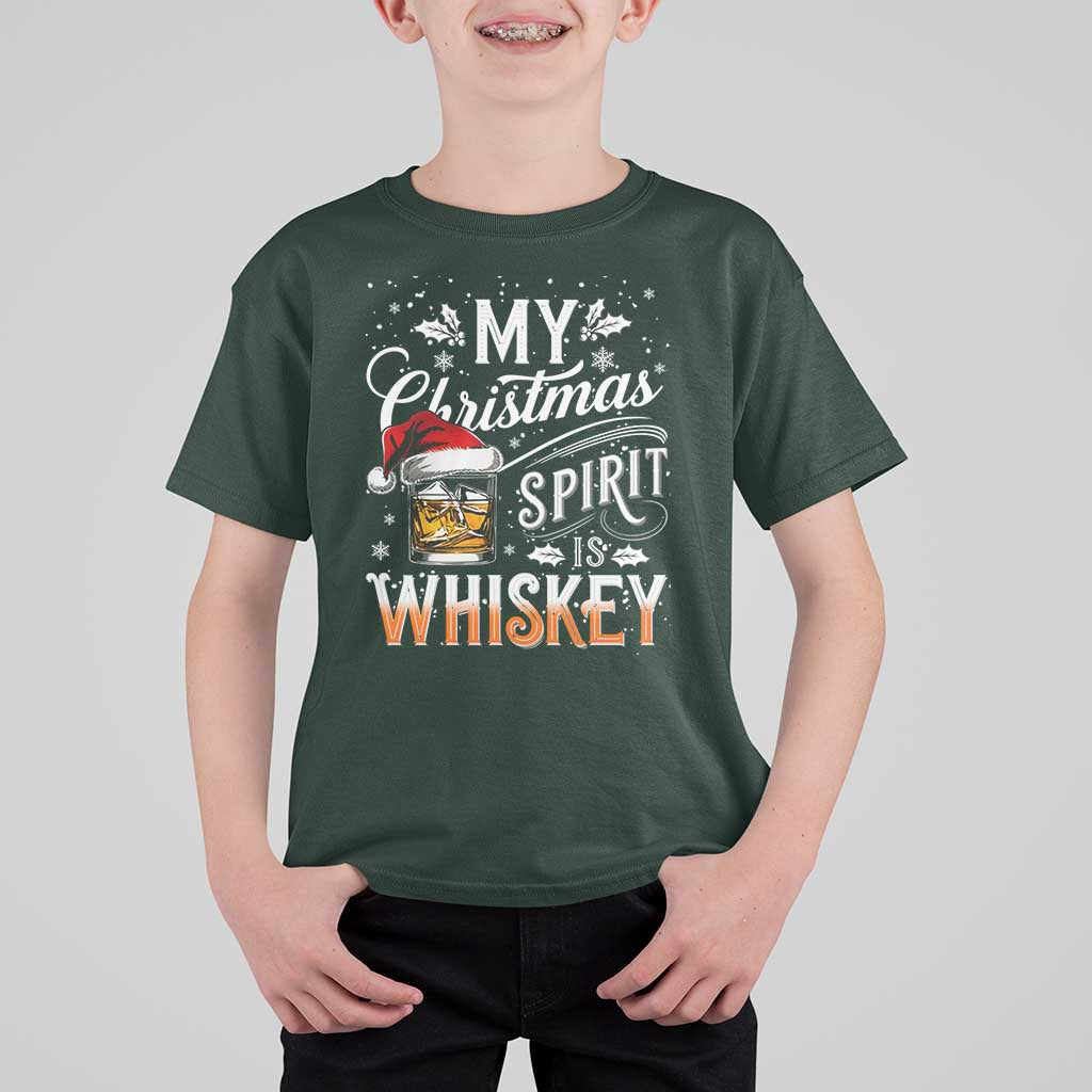 Funny My Christmas Spirit Is Whiskey T Shirt For Kid Holiday Drinking Festive Spirit
