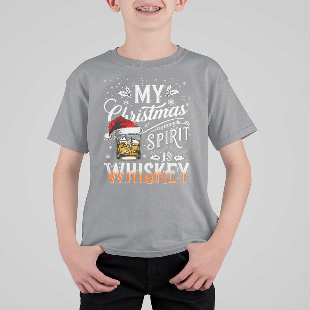 Funny My Christmas Spirit Is Whiskey T Shirt For Kid Holiday Drinking Festive Spirit