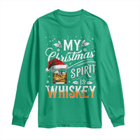 Funny My Christmas Spirit Is Whiskey Long Sleeve Shirt Holiday Drinking Festive Spirit