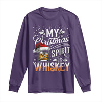 Funny My Christmas Spirit Is Whiskey Long Sleeve Shirt Holiday Drinking Festive Spirit