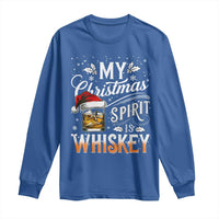 Funny My Christmas Spirit Is Whiskey Long Sleeve Shirt Holiday Drinking Festive Spirit