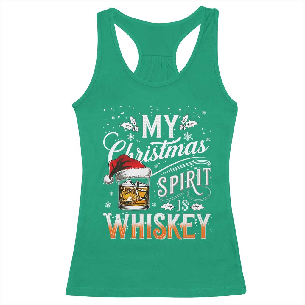 Funny My Christmas Spirit Is Whiskey Racerback Tank Top Holiday Drinking Festive Spirit