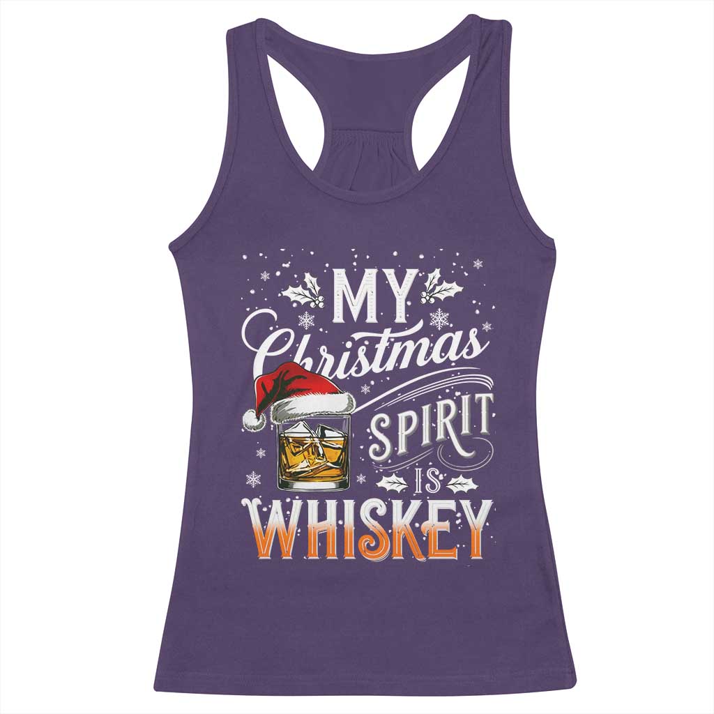 Funny My Christmas Spirit Is Whiskey Racerback Tank Top Holiday Drinking Festive Spirit