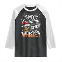 Funny My Christmas Spirit Is Whiskey Raglan Shirt Holiday Drinking Festive Spirit