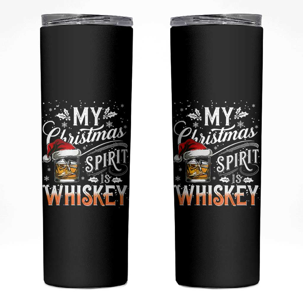 Funny My Christmas Spirit Is Whiskey Skinny Tumbler Holiday Drinking Festive Spirit