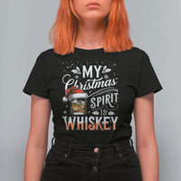Funny My Christmas Spirit Is Whiskey T Shirt For Women Holiday Drinking Festive Spirit
