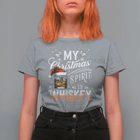 Funny My Christmas Spirit Is Whiskey T Shirt For Women Holiday Drinking Festive Spirit