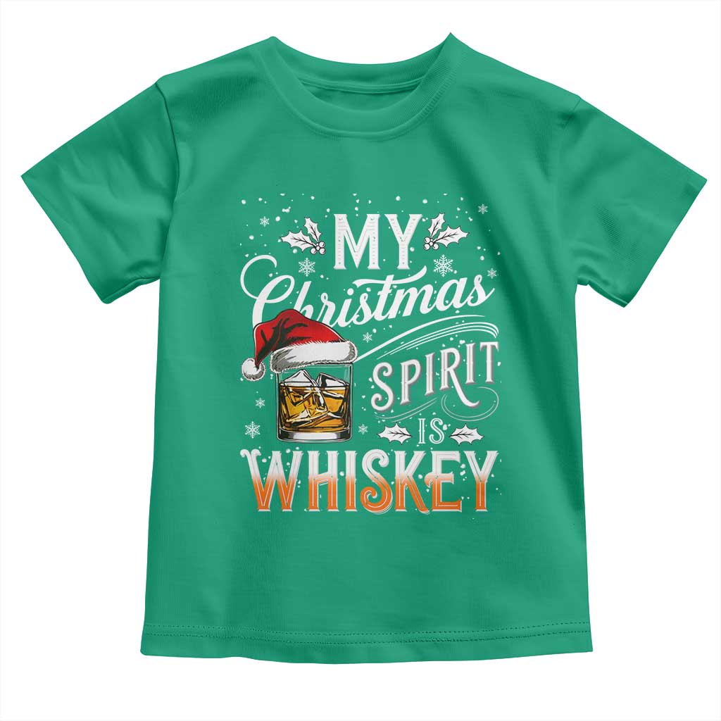 Funny My Christmas Spirit Is Whiskey Toddler T Shirt Holiday Drinking Festive Spirit