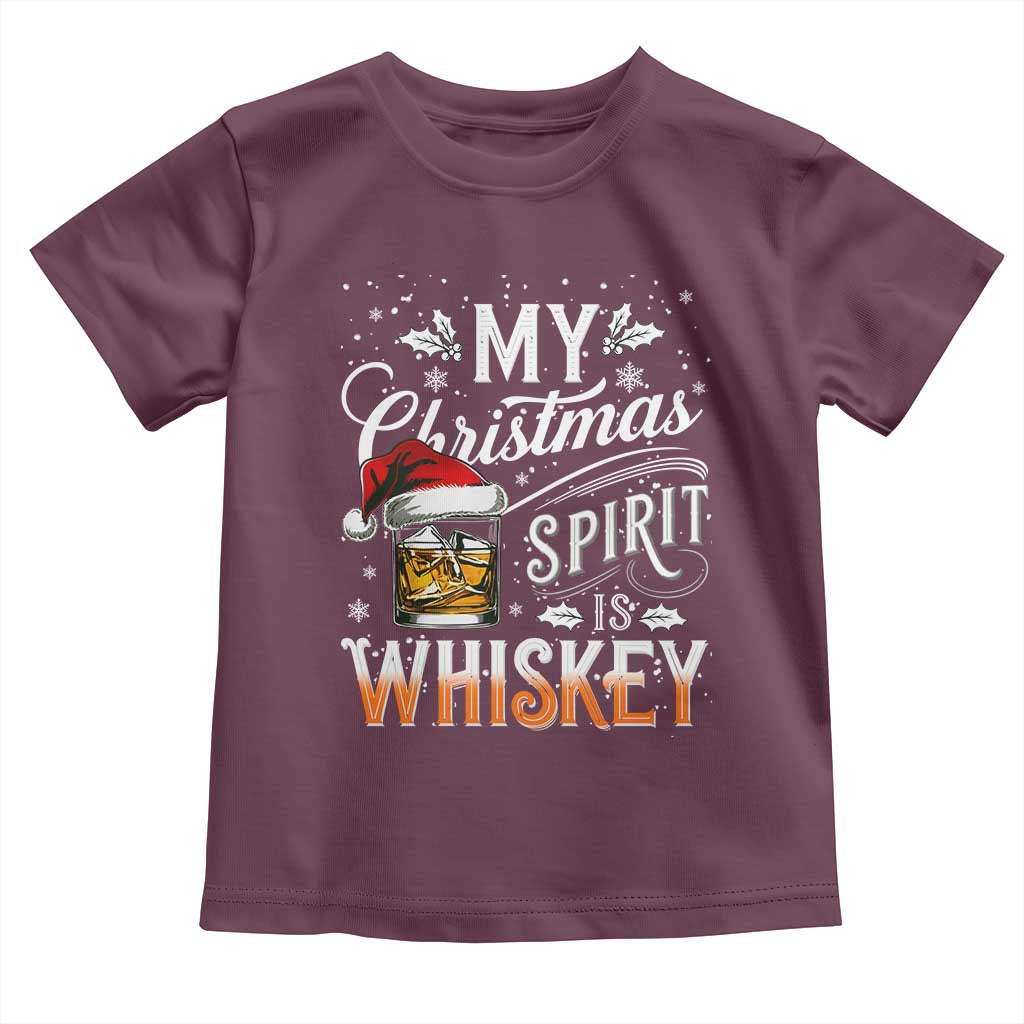 Funny My Christmas Spirit Is Whiskey Toddler T Shirt Holiday Drinking Festive Spirit