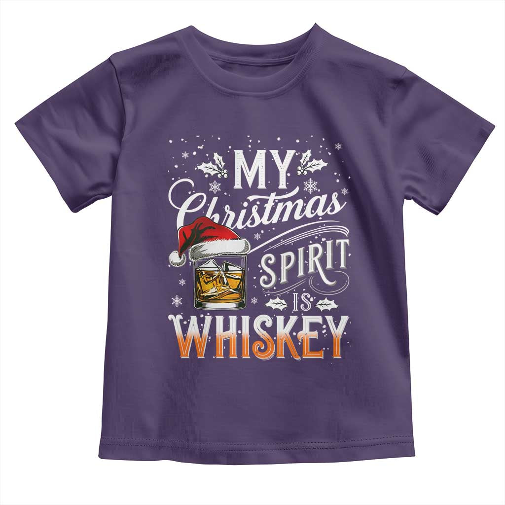 Funny My Christmas Spirit Is Whiskey Toddler T Shirt Holiday Drinking Festive Spirit