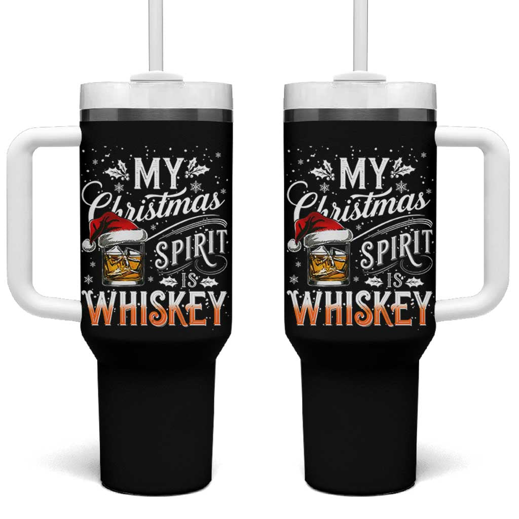 Funny My Christmas Spirit Is Whiskey Tumbler With Handle Holiday Drinking Festive Spirit