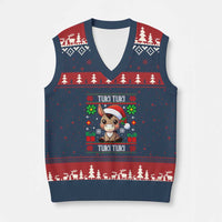 Latin American Xmas V-Neck Knit Sweater Vest Mi Burrito Mexican Donkey Latino Ugly Xmas - Wonder Print Shop