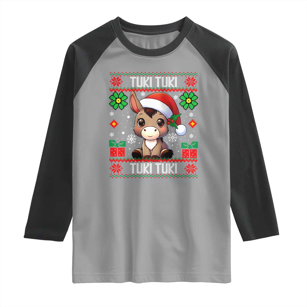 Latin American Christmas Raglan Shirt Mi Burrito Mexican Donkey Latino Ugly Christmas