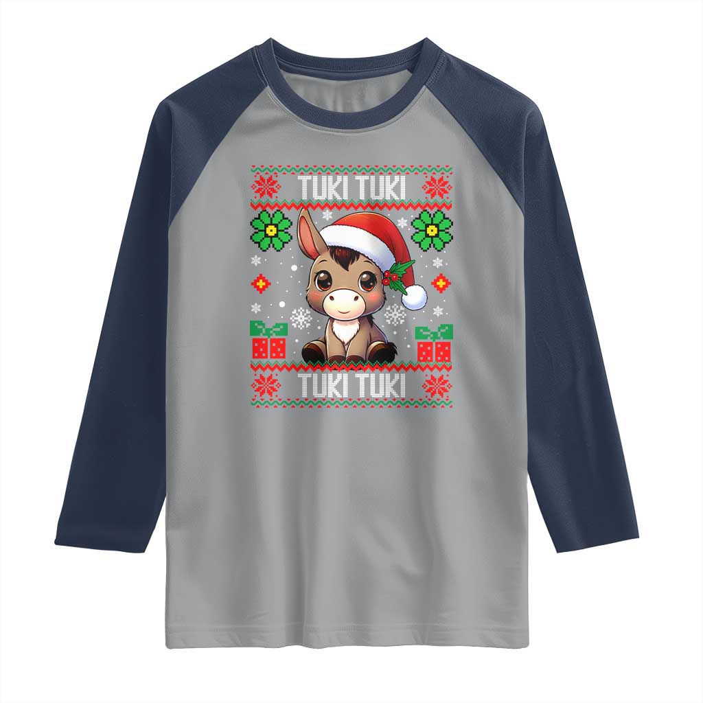 Latin American Christmas Raglan Shirt Mi Burrito Mexican Donkey Latino Ugly Christmas
